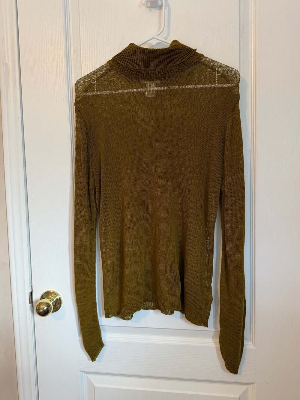 Pierre Cardin Olive Green Sheer Lightweight Turtleneck Sweater Size Large